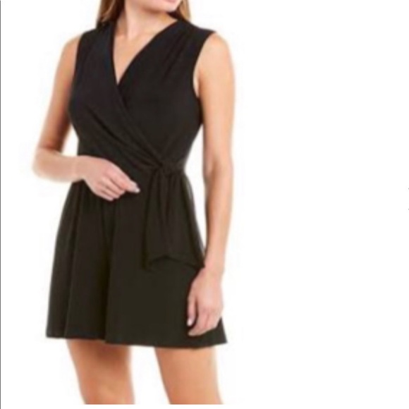 Annalee + Hope Faux Wrap Romper Color Black - Picture 1 of 5